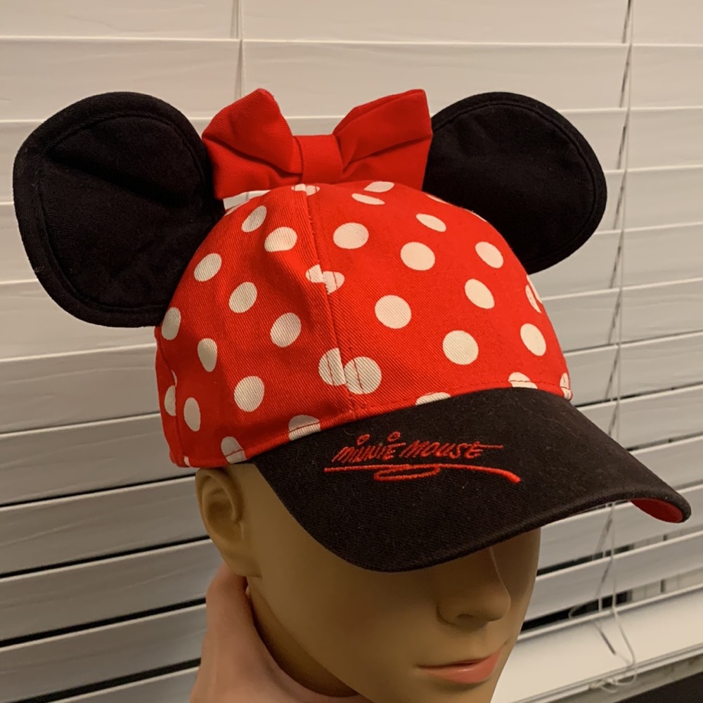 Disney Minnie Mouse Polka Dotted with Bow and Ears Cap